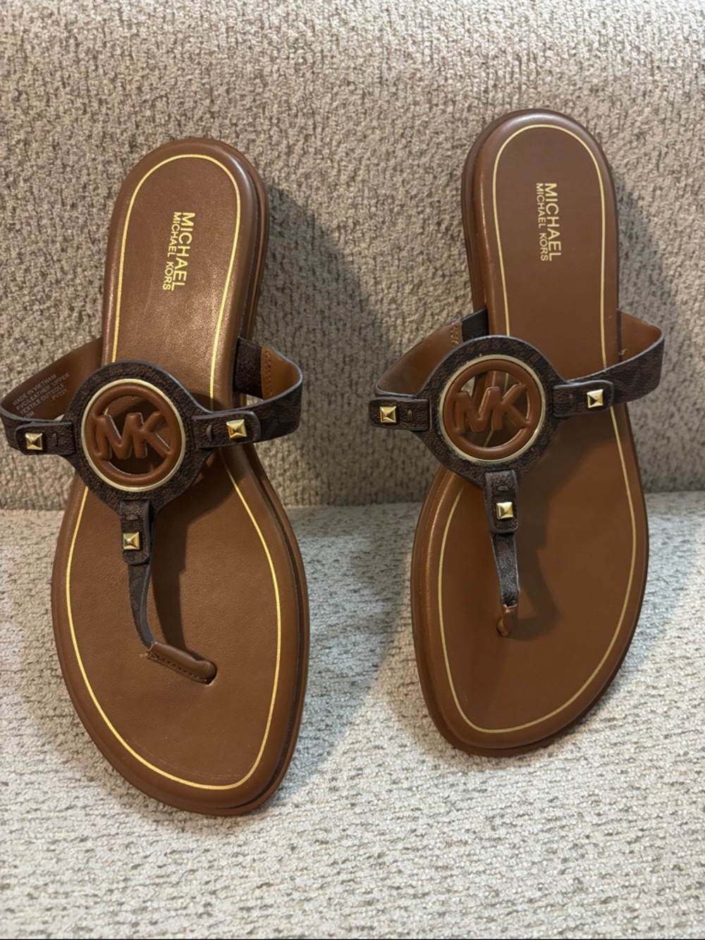 Michael Kors Brown Logo Thong Sandals